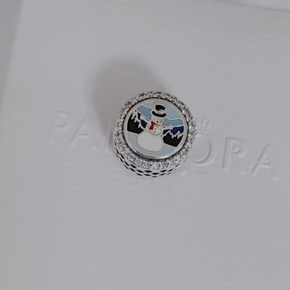 Pandora Snowman Smoky Mountains Bead Charm Travel Pendant S925 Silver with box - Picture 3 of 6